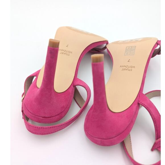 Stuart Weitzman Dancer Twistie 100 Suede Sandal Women's Pink Size US7 - Picture 7 of 11